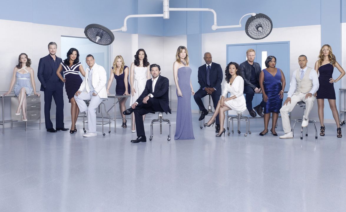 (8. Staffel) - Grey's Anatomy: (v.l.n.r.) April (Sarah Drew), Mark (Eric Dane), Callie (Sara Ramirez), Alex (Justin Chambers), Arizona (Jessica Caps... - Bildquelle: ABC Studios