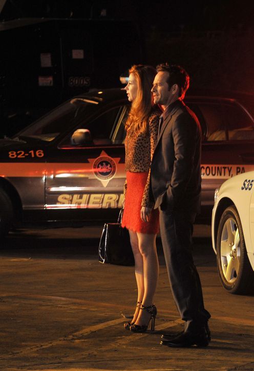Ein romantisches Date von Charlie Stafford (Luke Perry, r.) und Megan Hunt (Dana Delany, l.) wird durch einen Flugzeugabsturz abrupt beendet ... - Bildquelle: 2013 American Broadcasting Companies, Inc. All rights reserved.