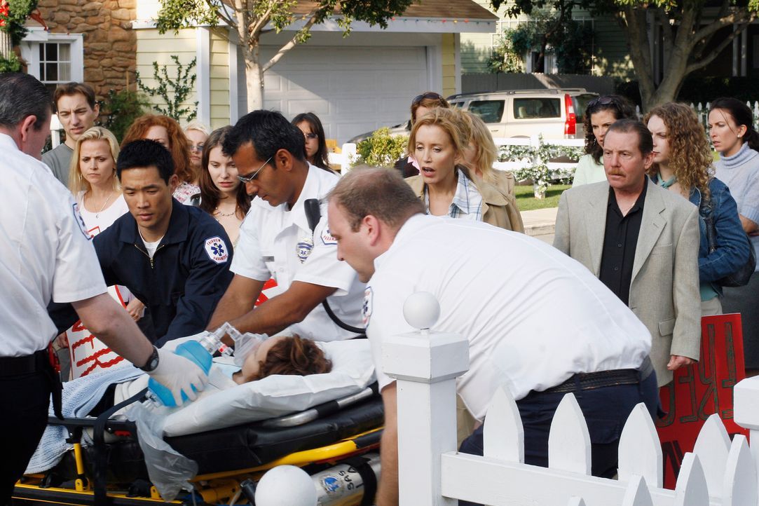 Während der lautstarken Protestaktion gegen Art, erleidet Rebecca (Jennifer Dundas, liegend) einen Herzinfarkt und wird ins Krankenhaus gebracht. Ly... - Bildquelle: 2005 Touchstone Television  All Rights Reserved