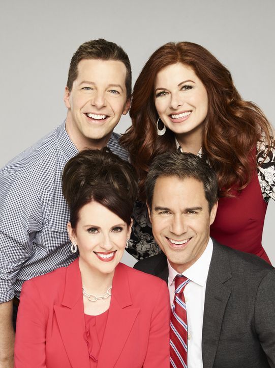 (10. Staffel) - Jack (Sean Hayes, hinten l.); Grace (Debra Messing, hinten r.); Karen (Megan Mullally, vorne, l.); Will (Eric McCormack, vorne r.) - Bildquelle: Andrew Eccles 2018 Universal Television LLC. ALL RIGHTS RESERVED./ Andrew Eccles / Andrew Eccles