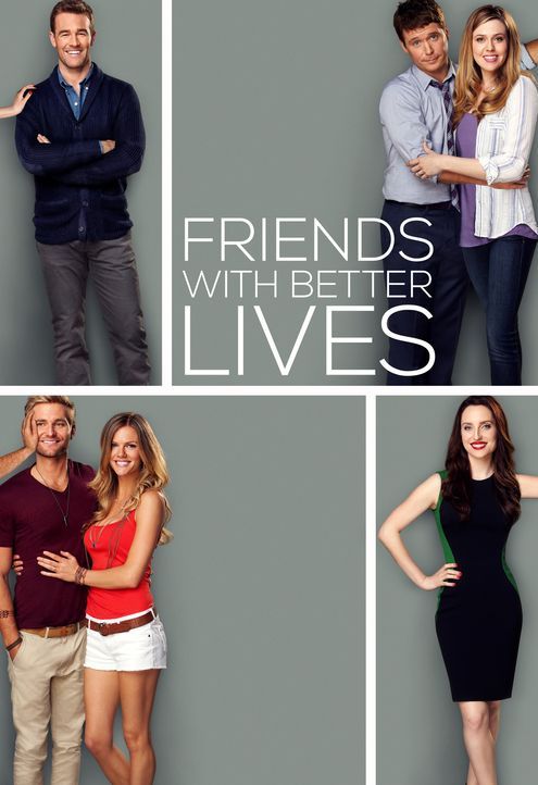 (1. Staffel) - Friends with Better Lives: Will (James Van Der Beek, oben l.), Kate (Zoe Lister Jones, unten r.), Andi (Majandra Delfino, oben r.), B... - Bildquelle: 2013 CBS Broadcasting, Inc. All Rights Reserved.