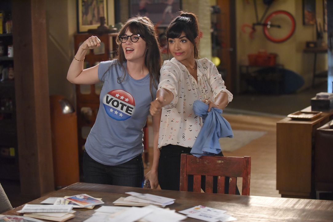Jess (Zooey Deschanel, l.) und Cece (Hannah Simone, r.) engagieren sich im Präsidentschaftswahlkampf und stecken sich ein hohes Ziel ... - Bildquelle: 2017 Fox and its related entities.  All rights reserved.