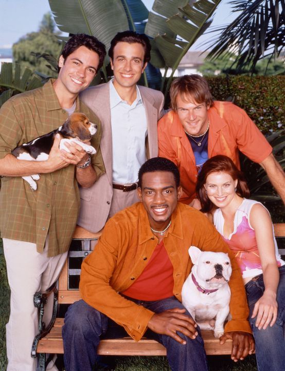 Cast on Park Bench with Dogs - Bildquelle: Paramount Television