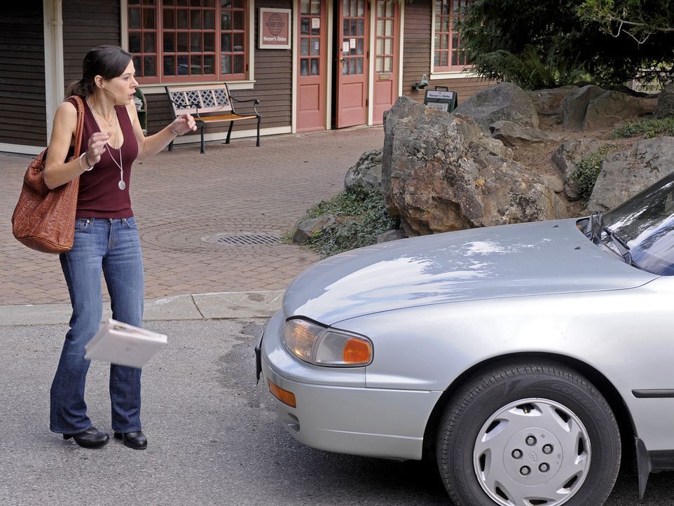 Kann in letzter Sekunde einem Auto ausweichen: Allerdings landet Abbys (Elaine Cassidy) Hochzeitsgeschenk für Trish und Henry im Strassendreck ... - Bildquelle: 2009 CBS Studios Inc. All Rights Reserved.