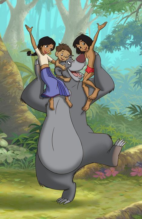 Mogli (r.) hat in der Menschensiedlung nicht nur eine neue Familie, sondern in der bezaubernden Shanti (l.) und ihrem kleinen neugierigen Bruder Ran... - Bildquelle: Disney Enterprises, Inc. All rights reserved.