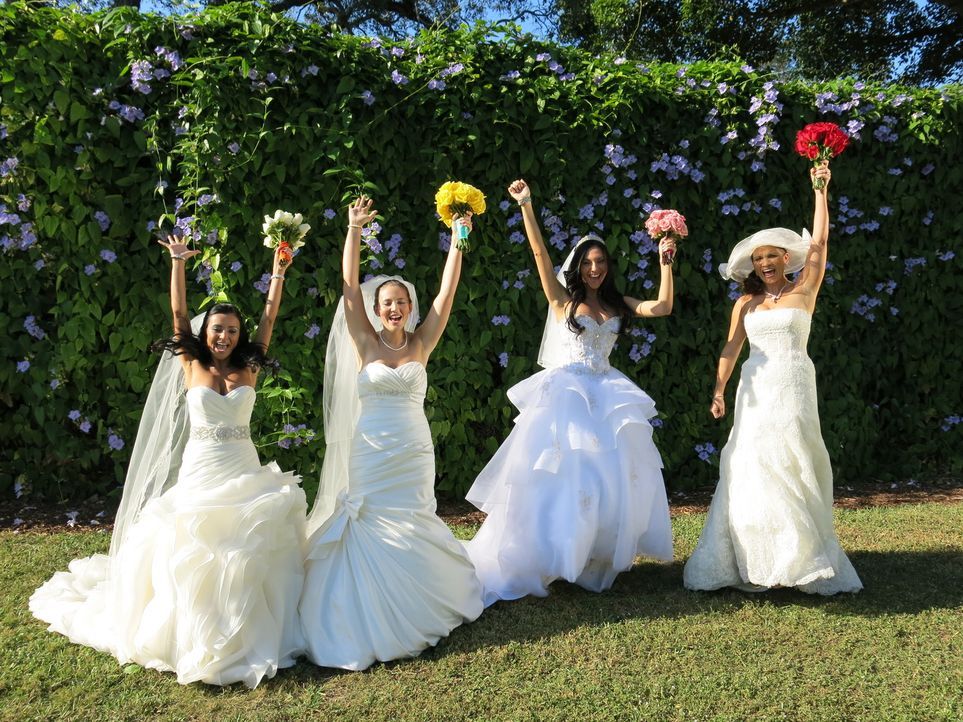 Jede der vier Bräute glaubt, die perfekte Hochzeit organisiert zu haben, doch wer wird auch die Konkurrenz davon überzeugen können: Thais (l.), Rebe... - Bildquelle: Richard Vagg DCL