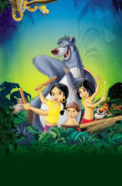 Das Abenteuer im Dschungel geht weiter: Kaa (links oben), Shanti (vorne l.), Ranjan (vorne M.), Mogli (vorne r.), Balu (hinten und Shir Khan (r.) ... - Bildquelle: Disney Enterprises, Inc. All rights reserved.